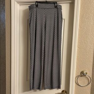 Max Edition Black and White Patterned Wide-Leg Pants size L
